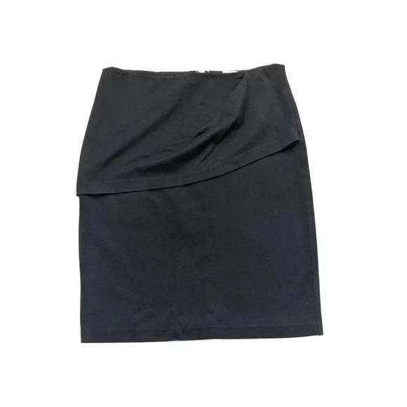 Cabi Black Overlay Layered Pencil Skirt Size 10 #3099 Stretch Rayon Blend Zip - Picture 1 of 4